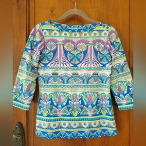 J McLaughlin Top Small Catalina Cloth Boat Neck 3/4 Sleeve